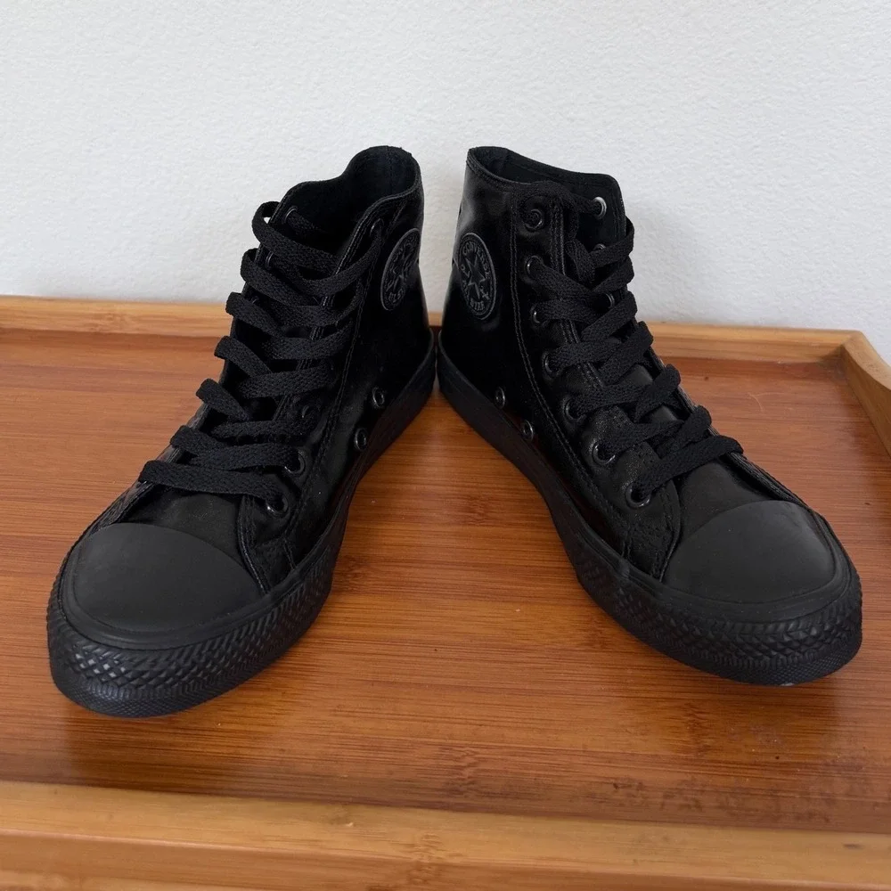 Converse Chuck Taylor All Star High Top Triple Black Coated Textile Youth Sz 3